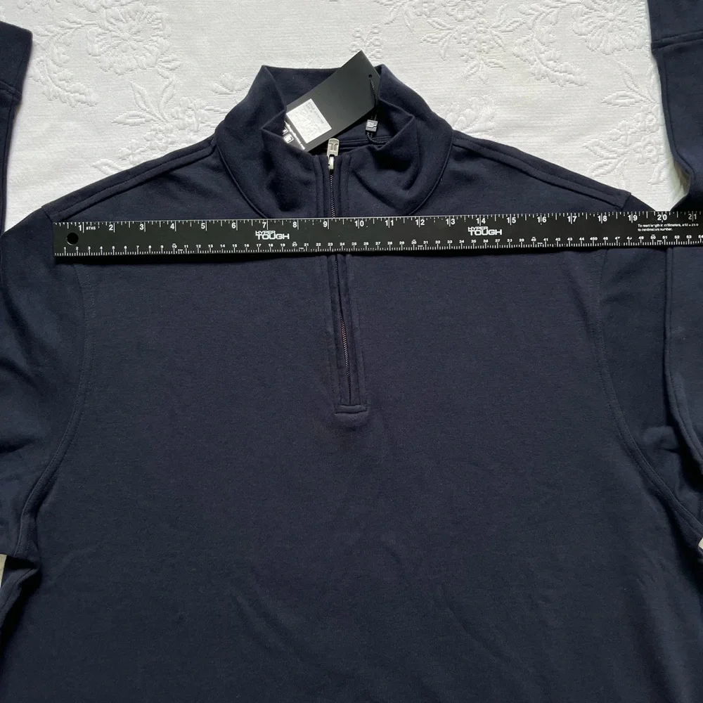 NWT Jared Lang 1/4 Zip Knit Pullover Sweater Navy Blue Size XL